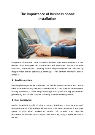 The importance of business phone installation