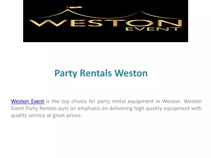party rentals weston