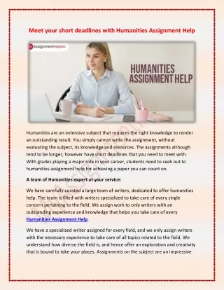meet your short deadlines with humanities