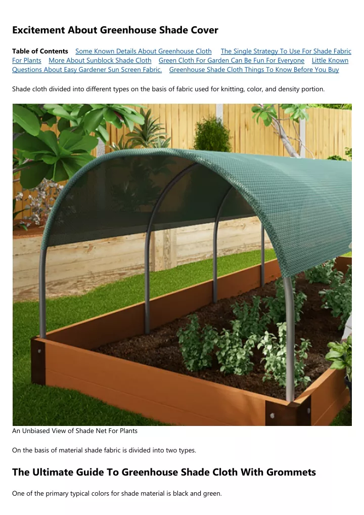 excitement about greenhouse shade cover