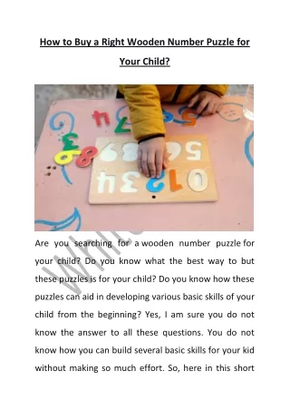 How to Buy a Right Wooden Number Puzzle for Your Child