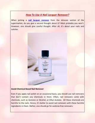 how to use a nail lacquer remover