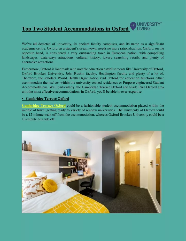 top two student accommodations in oxford