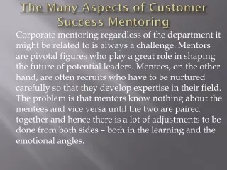 Customer Success Mentoring