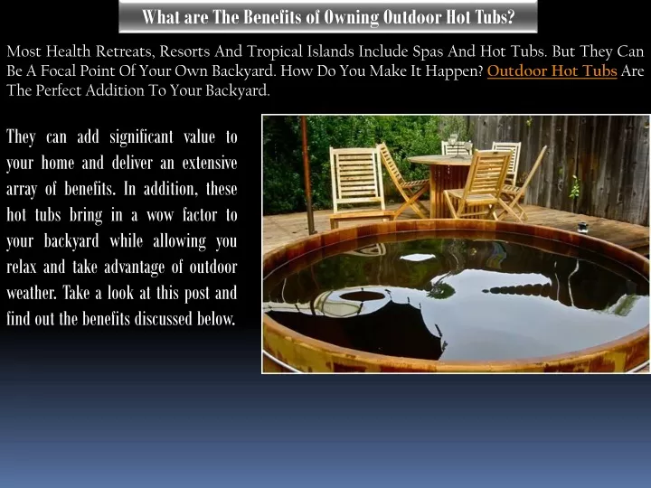 what are the benefits of owning outdoor hot tubs