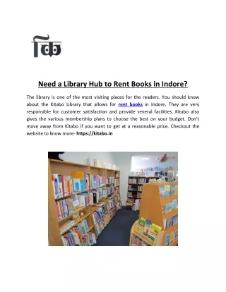 need a library hub to rent books in indore