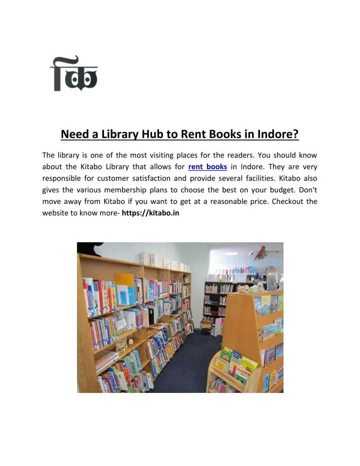 need a library hub to rent books in indore