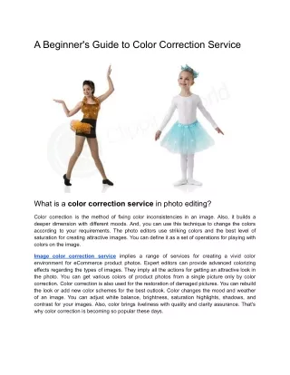 A Beginner's Guide to Color Correction Service