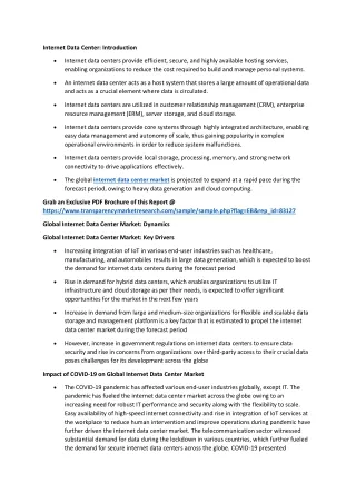 internet data center introduction