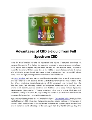 Advantages of CBD E-Liquid from Full Spectrum CBD