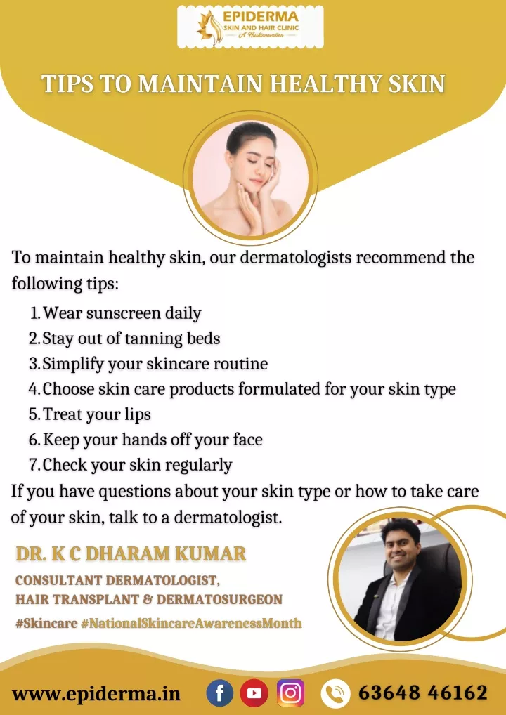 Ppt Tips To Maintain Healthy Skin Best Dermatology Centres In Bangalore Epiderma 1410