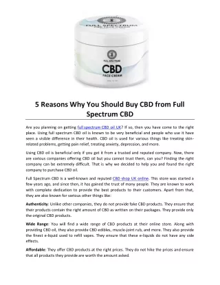 5 Reasons Why You Should Buy CBD from Full Spectrum CBD