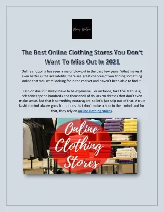 The Best Online Clothing Stores Can Help You to choose variety of clothes