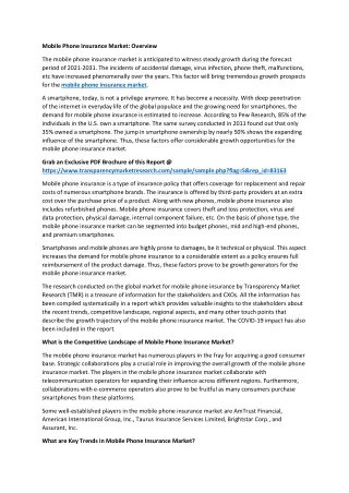 Mobile Phone Insurance Market