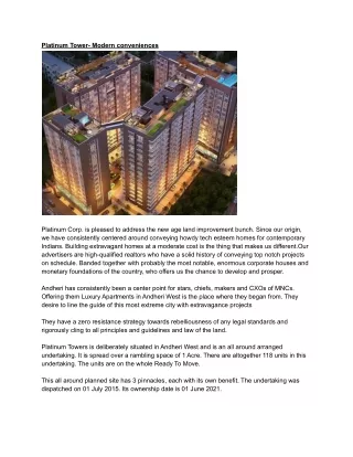 platinum tower modern conveniences