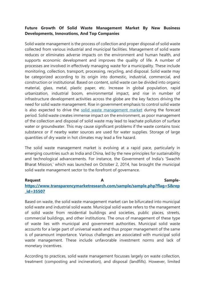 future growth of solid waste management market