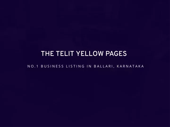 the telit yellow pages