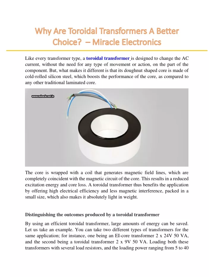 like every transformer type a toroidal