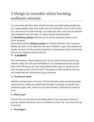 5 things to consider when booking wellness retreats