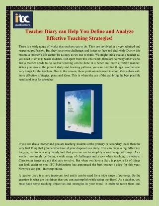teacher diary can help you define and analyze