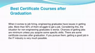 best certificate courses after graduation