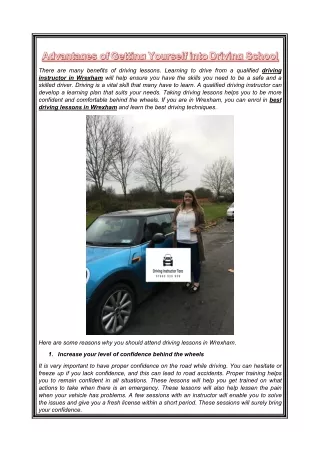 Advantages of Getting Yourself into Driving School