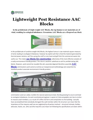 Lightweight Pest Resistance AAC Blocks.