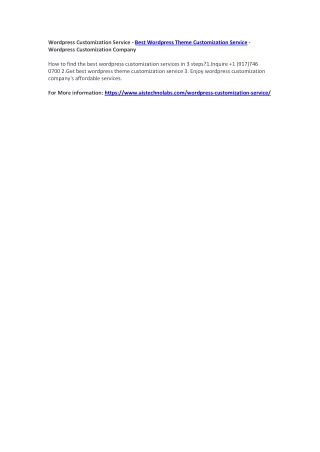 Wordpress Customization Service - Best Wordpress Theme Customization Service
