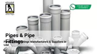 Pipes & Pipe Fittings Manufacturers & Suppliers in UAE