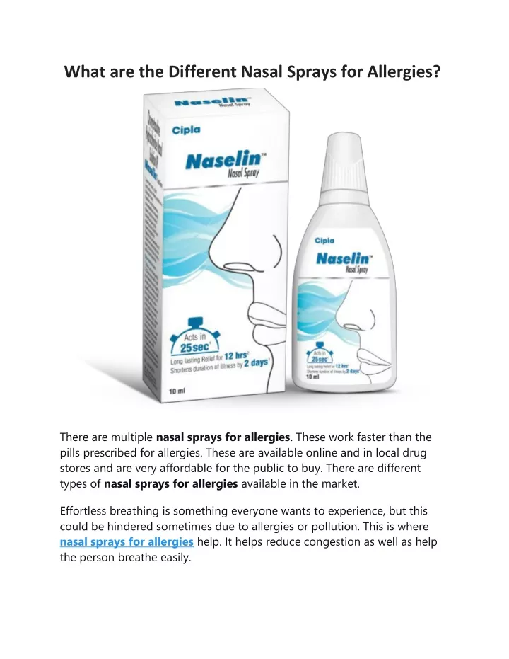 what are the different nasal sprays for allergies