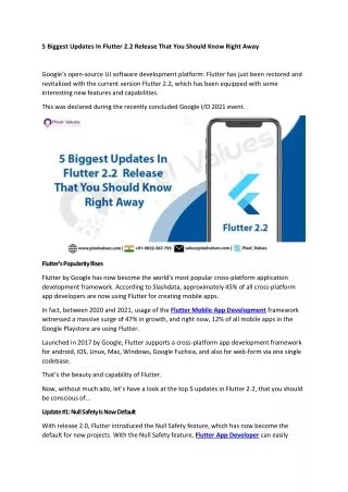 5 Biggest Updates In Flutter 2.2 Release That You Should Know Right Away
