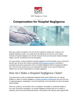 Get the Compensation for Hospital Negligence