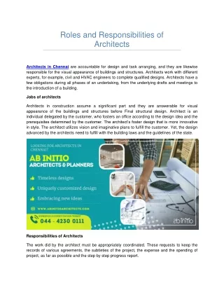roles and responsibilities of architects