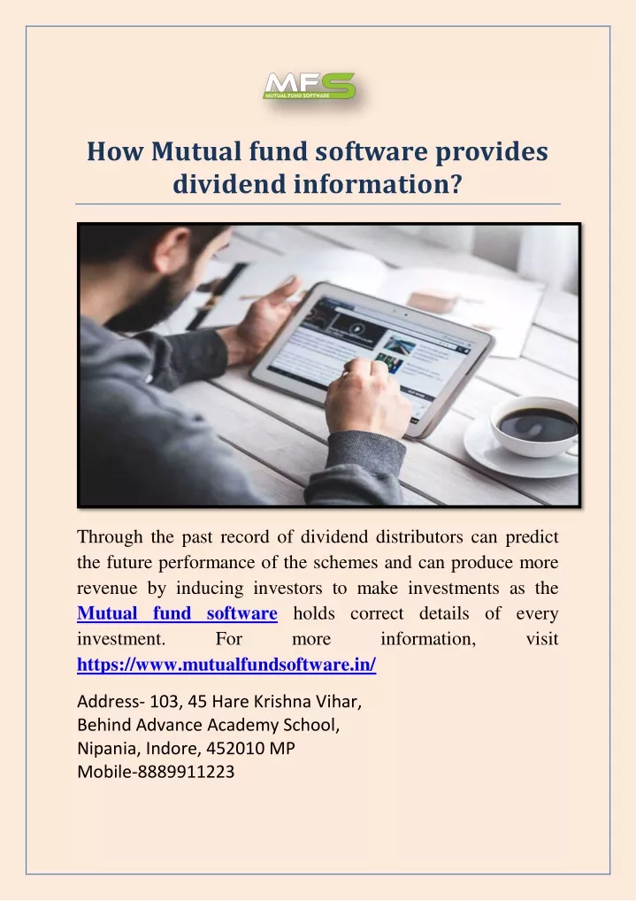 how mutual fund software provides dividend