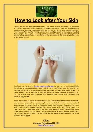 How to Look after Your Skin