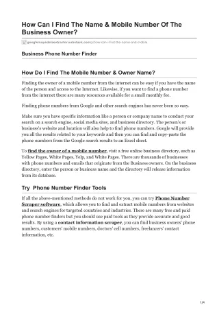 how can i find the name mobile number
