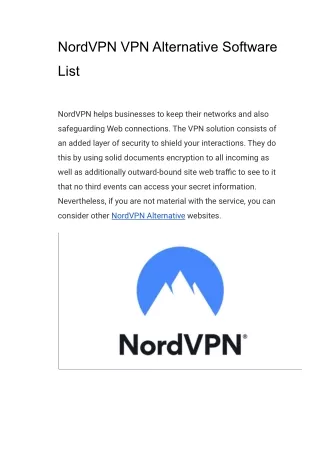 NordVPN VPN Alternative Software List