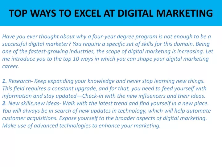 top ways to excel at digital marketing