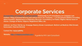 corporate services incorporation of company
