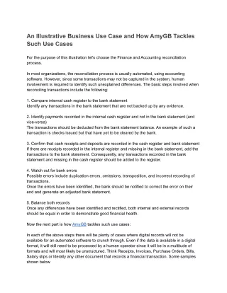 An Illustrative Business Use Case and How AmyGB Tackles Such Use Cases