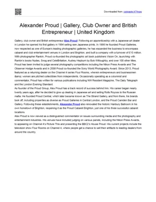 Alexander Proud | Gallery, club owner and British entrepreneur
