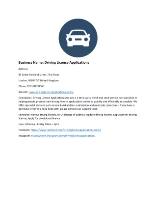 Driving Licence Applications
