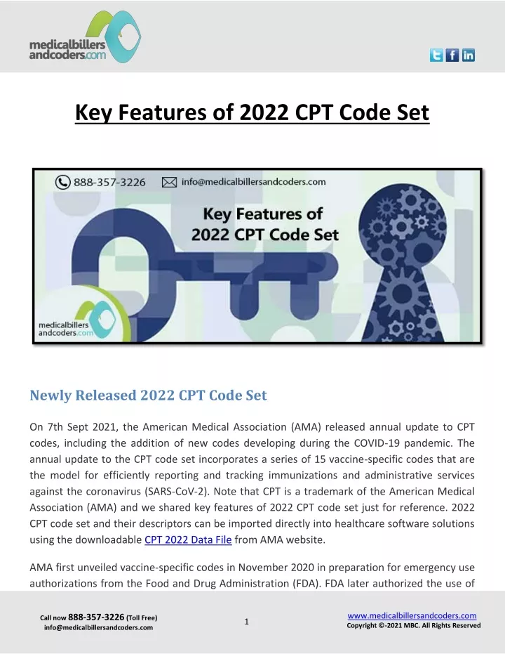 key features of 2022 cpt code set
