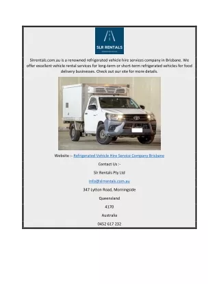 Refrigerated Vehicle Hire Service Company Brisbane  Slrrentals.com.au