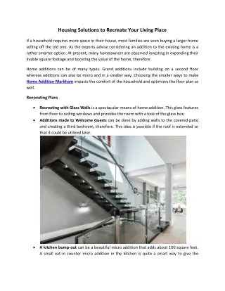 Housing Solutions to Recreate Your Living Place