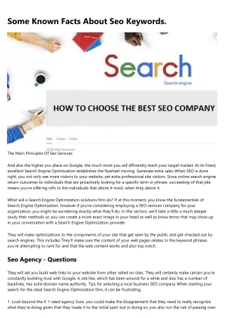 some known facts about seo keywords