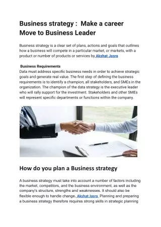Business strategy  -  Akshat Jasra
