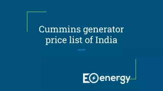 Cummins generator price list of India