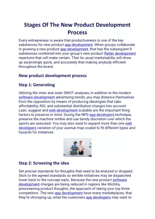 stages of the new product development process