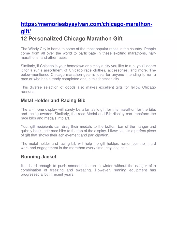 https memoriesbysylvan com chicago marathon gift